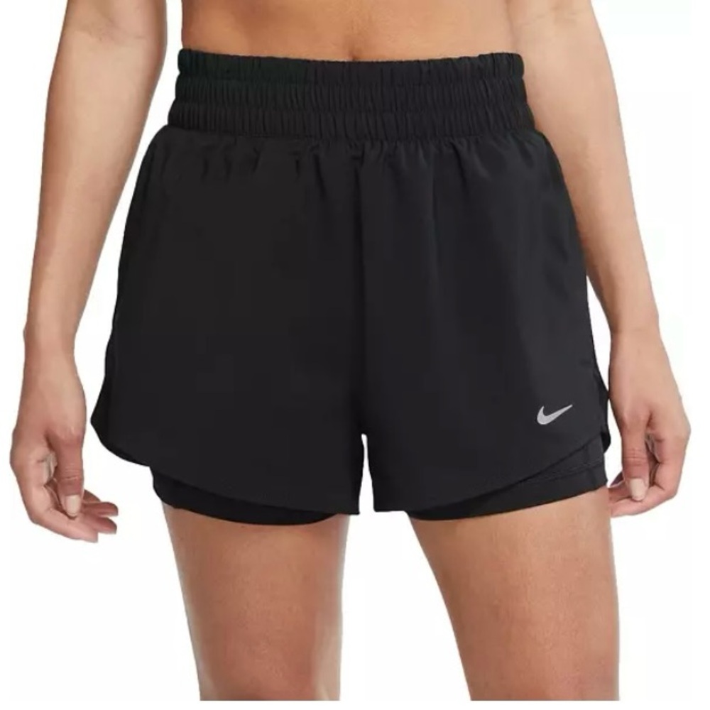 Nike Women's One Dri-FIT High-Waisted 3" 2-in-1 Shorts  Black, size large